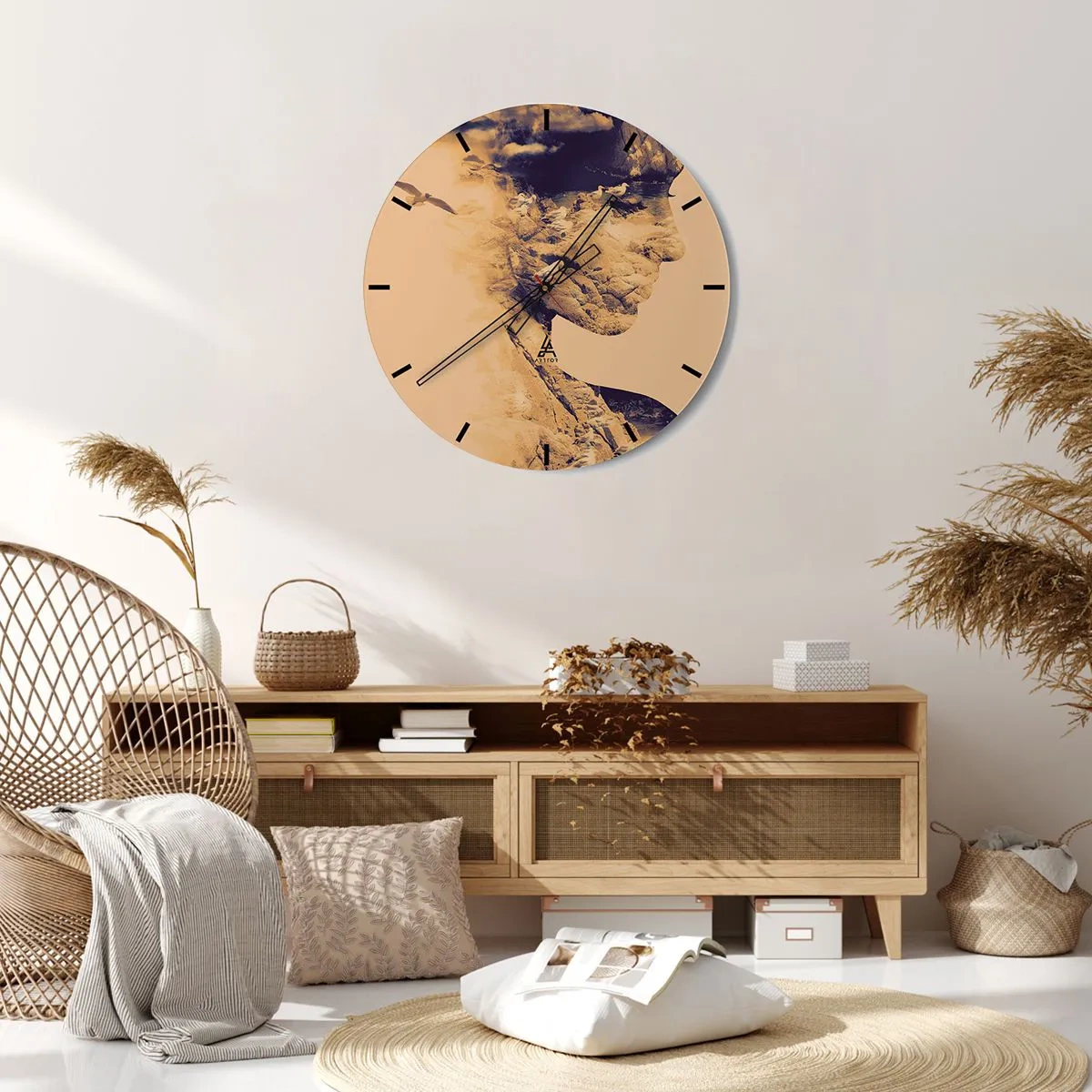 Wall clock - Clock on glass - Naturally Beautiful - 30x30 cm