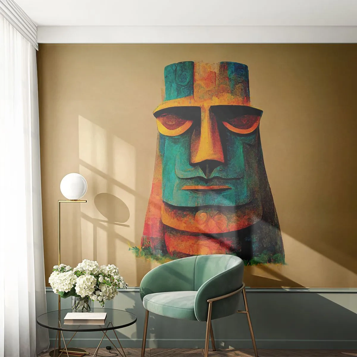 Photo Wallpaper Premium Sand - Statuesque but Friendly - Statue, Sculpture, Piece - 100x70 cm