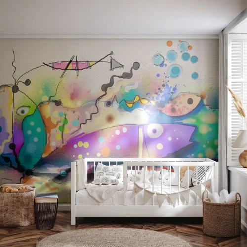 Photo Wallpaper Premium Canvas - No Words! - Abstraction, Fish, Graphics - 250x175 cm