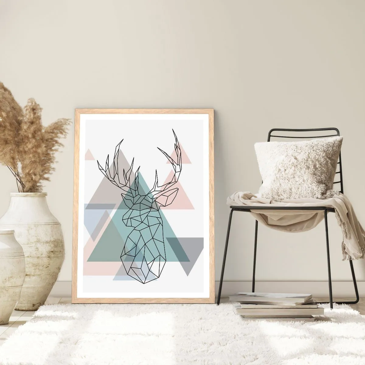Poster in light oak frame - In a Geometrical Forest - 61x91 cm