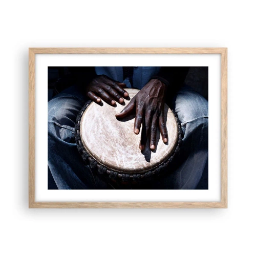 Poster in light oak frame - Live at Your Own Rhythm - 50x40 cm