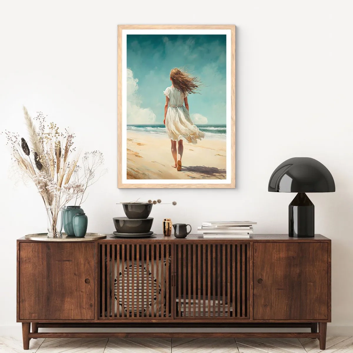Poster in light oak frame - Meeting the Sun aand the Wind - 61x91 cm