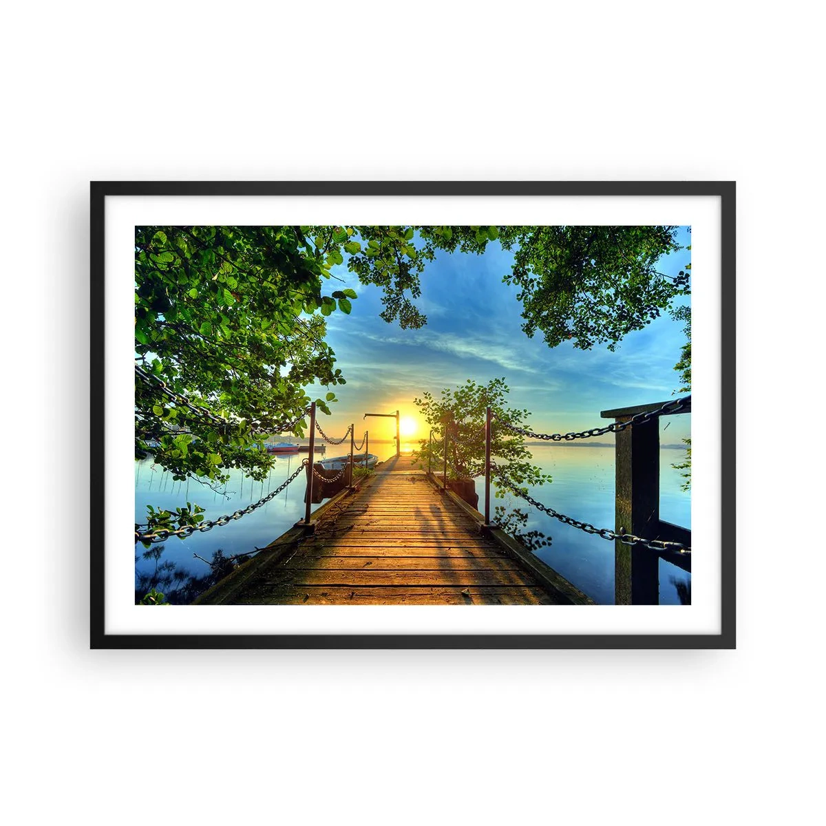 Poster in black frame - Sunset by the Water - 70x50 cm