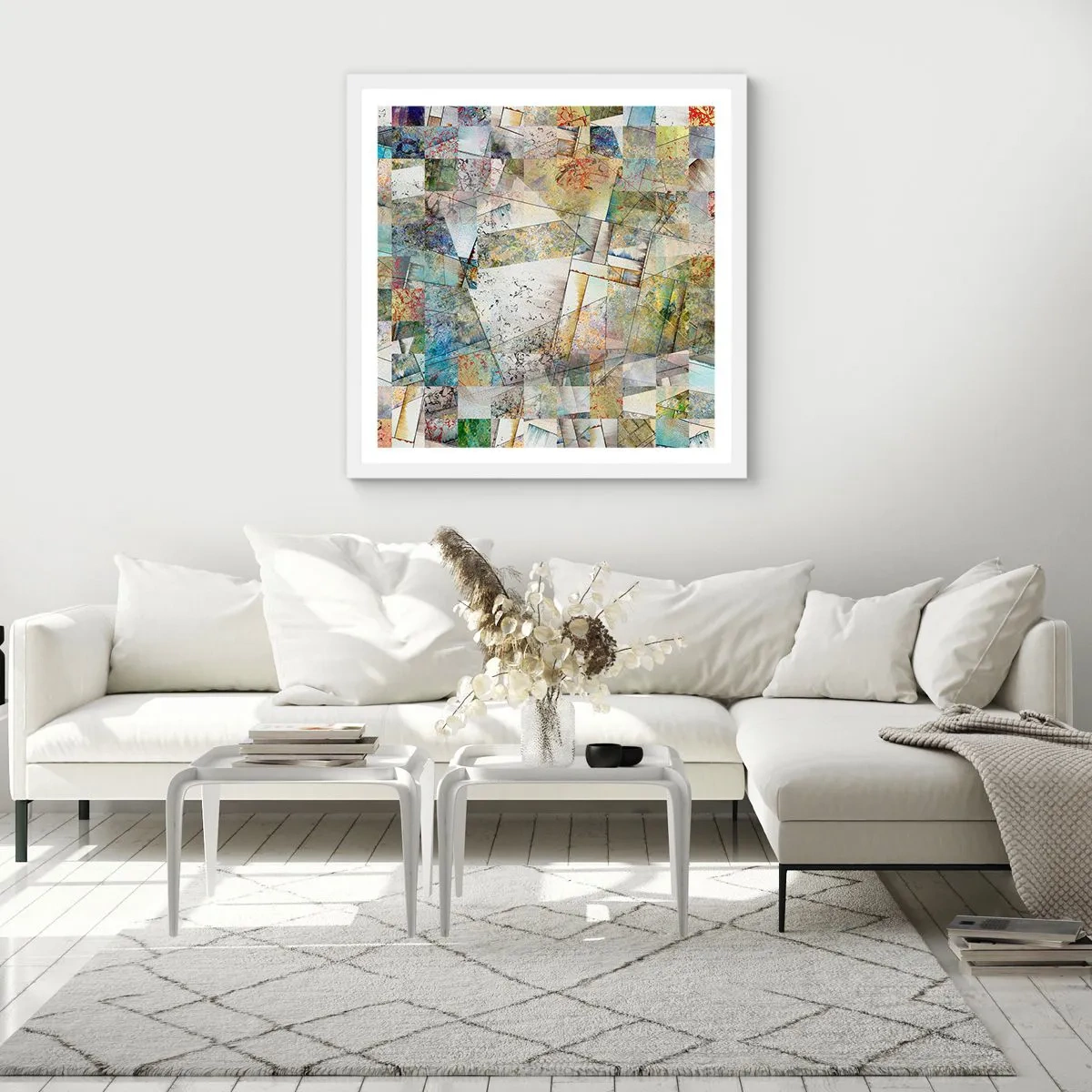 Poster in white frmae - Geometric Reshuffling - 30x30 cm