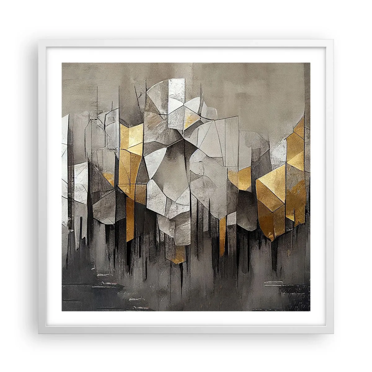 Poster in white frmae - Composition of Ice and Light - 60x60 cm