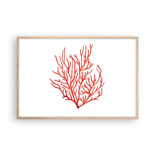 Poster in light oak frame - Coral Filigree - 91x61 cm