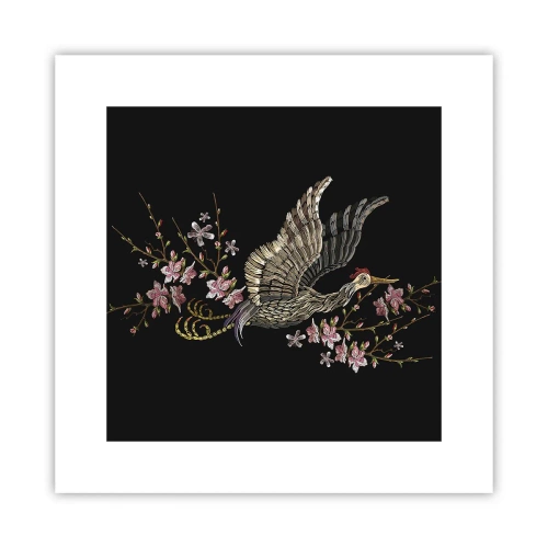 Poster - Exotic, Embroidered Bird - 30x30 cm