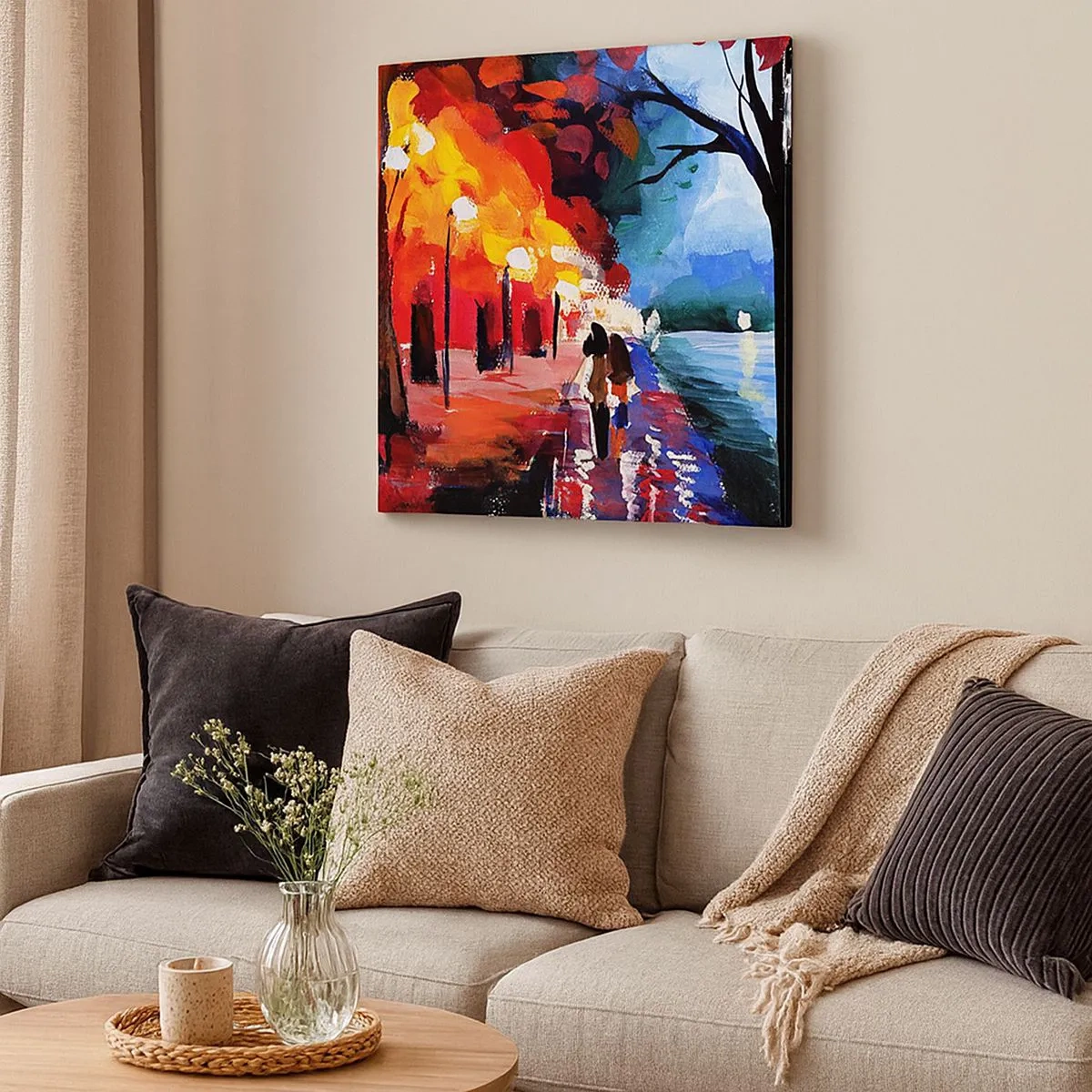 Canvas picture - Flaming Autumn in the Park - 30x30 cm