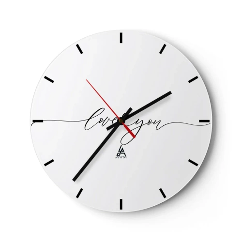 Wall clock - Clock on glass - Black on White - 40x40 cm