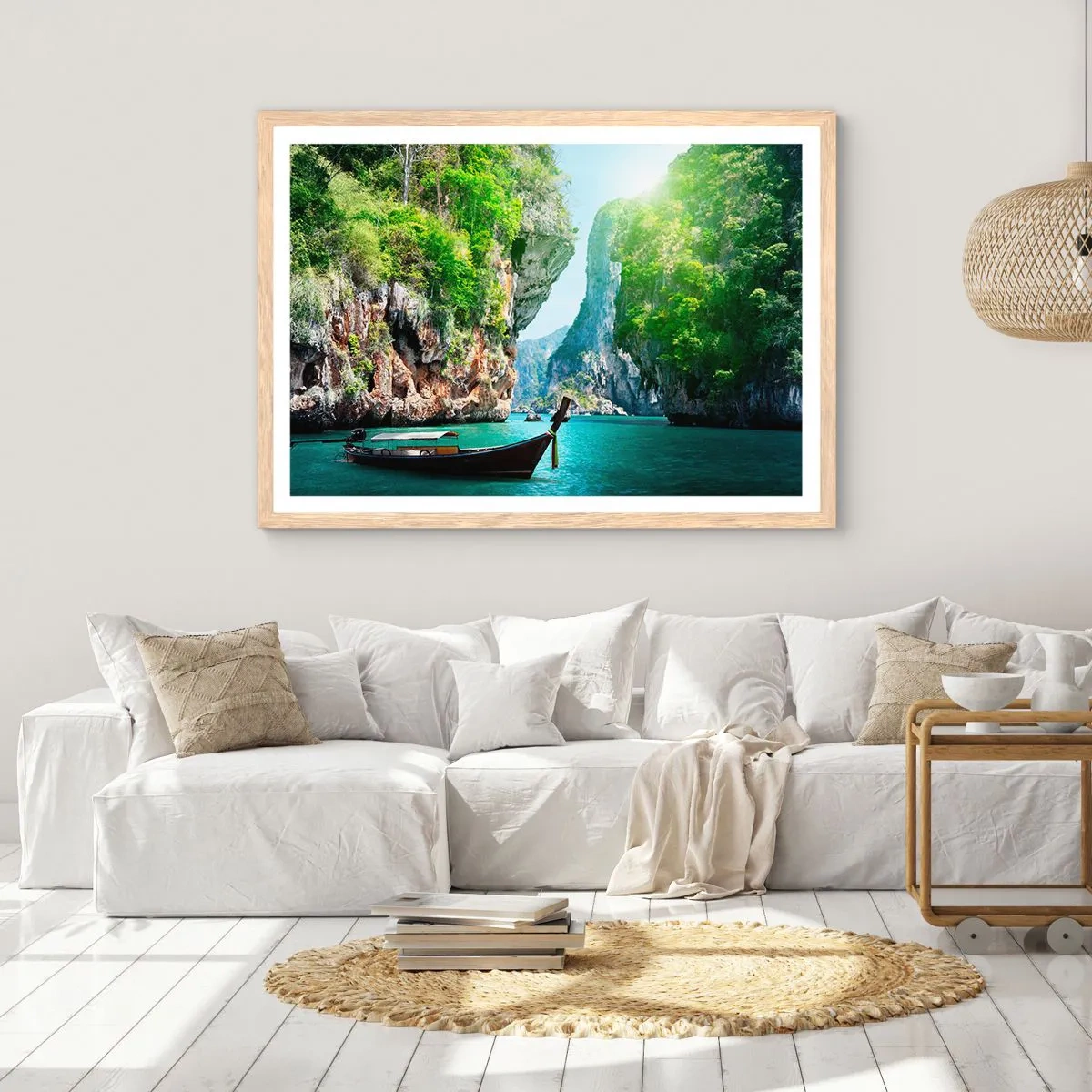 Poster in light oak frame - Invitation for an Exotic Trip - 50x40 cm