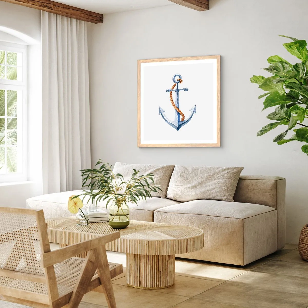 Poster in light oak frame - Ahoy Adventure! - 40x40 cm