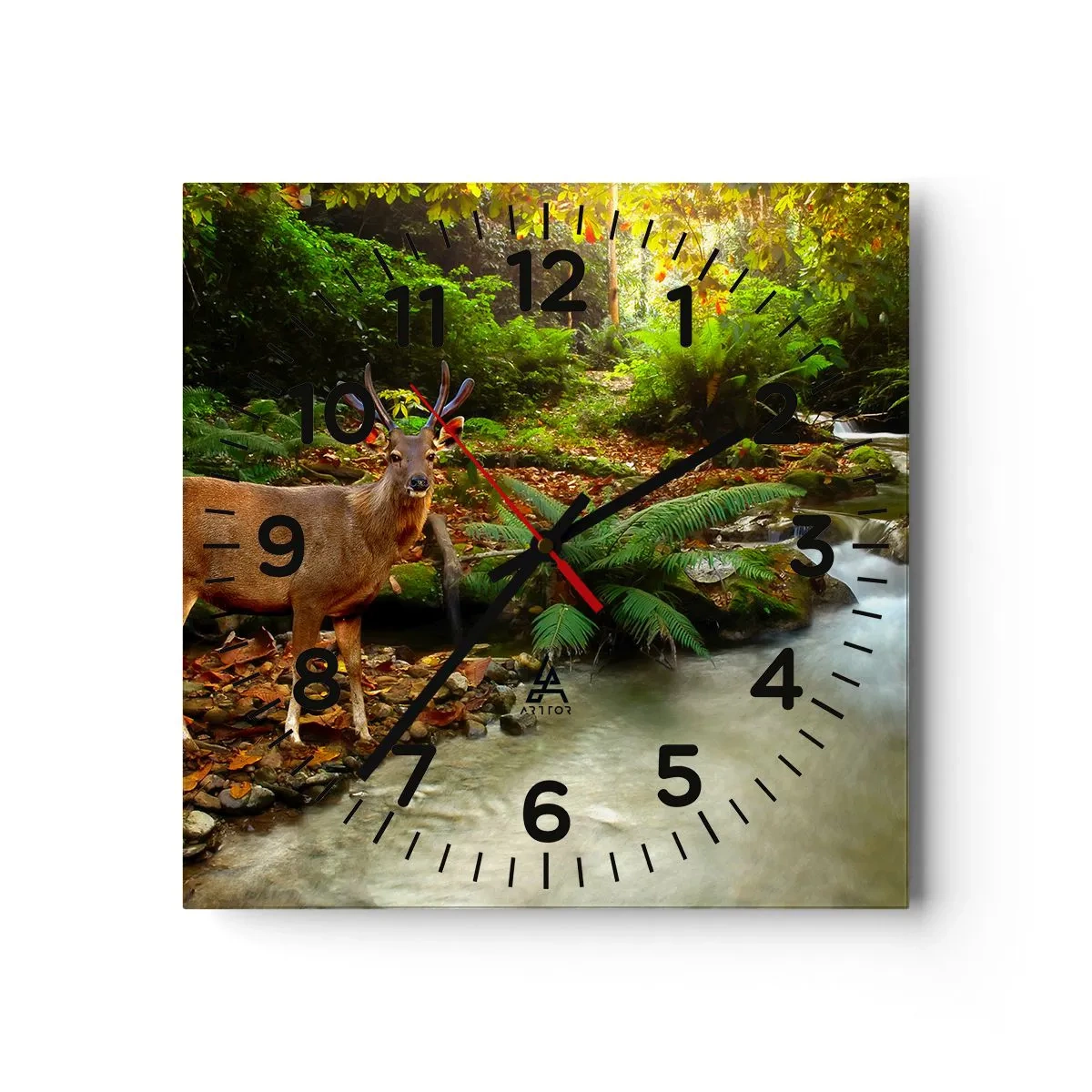 Wall clock - Clock on glass - Wlecome to my World - 40x40 cm