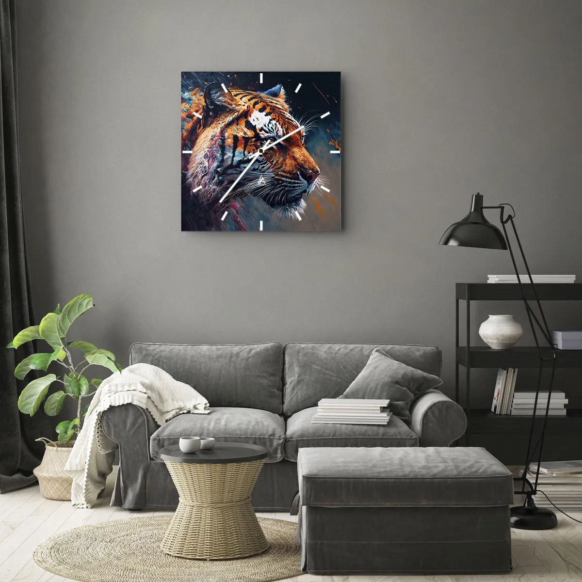 Wall clock - Clock on glass - Wild Beauty - 30x30 cm