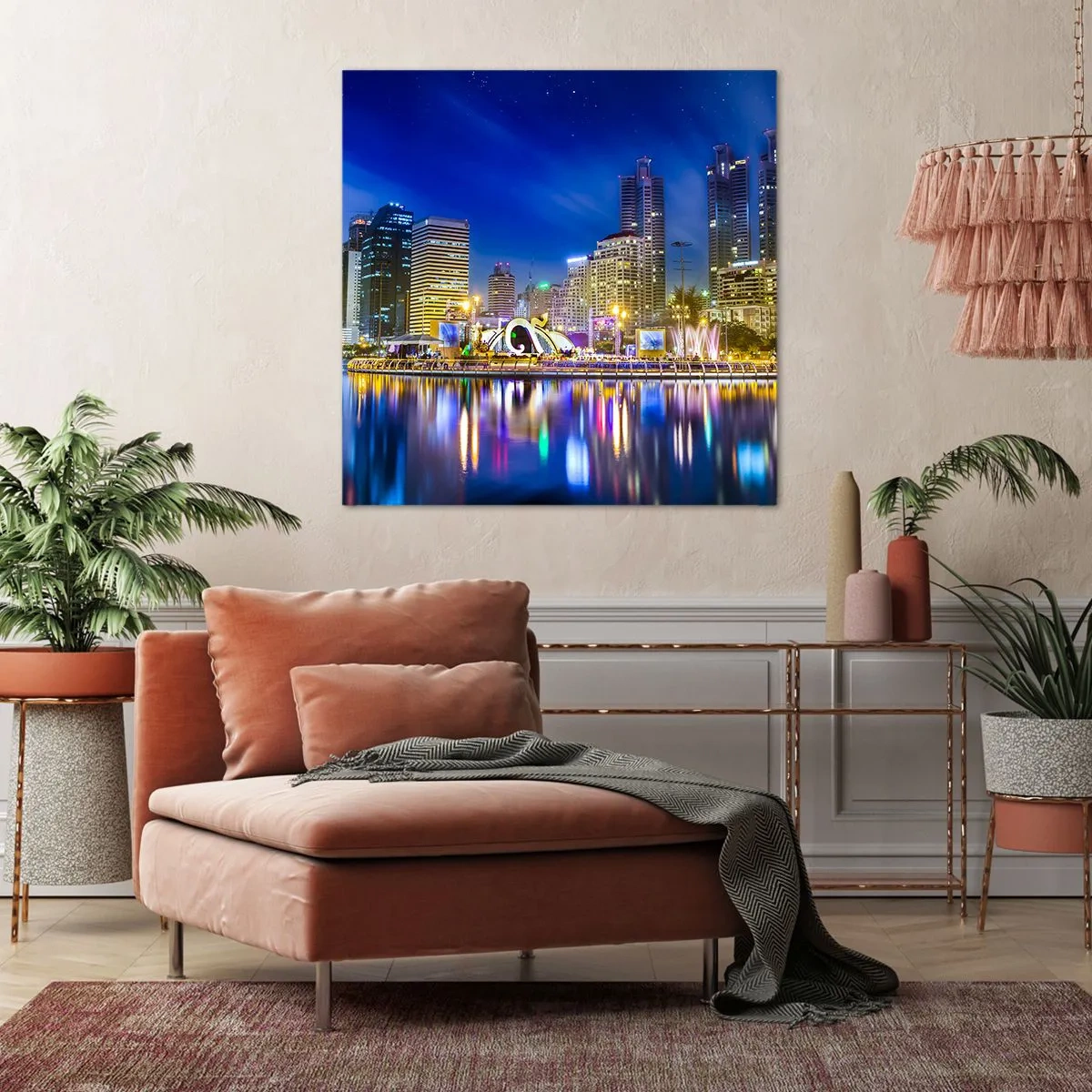 Canvas picture - Rainbow Night of a Metropolis - 40x40 cm