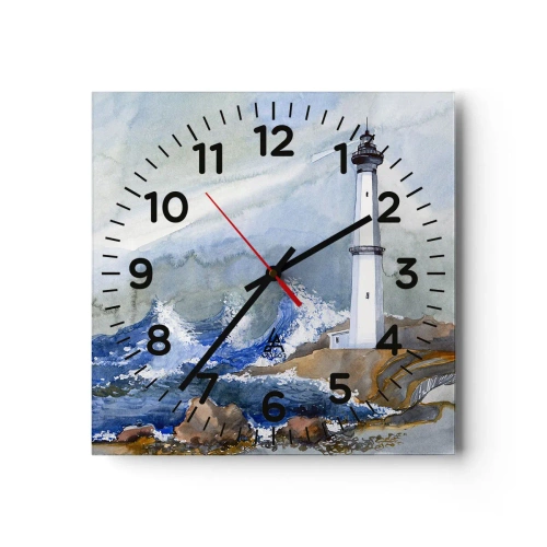 Wall clock - Clock on glass - Against Darkness and Storm - 40x40 cm