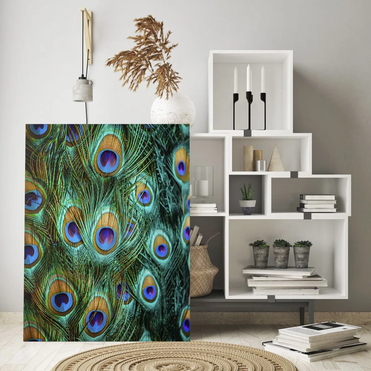 Glass picture - Peacock Eyes - 50x70 cm