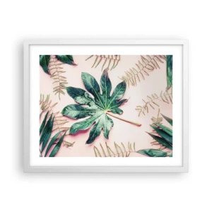 Poster in white frmae - Study in Green on Pink Background - 50x40 cm