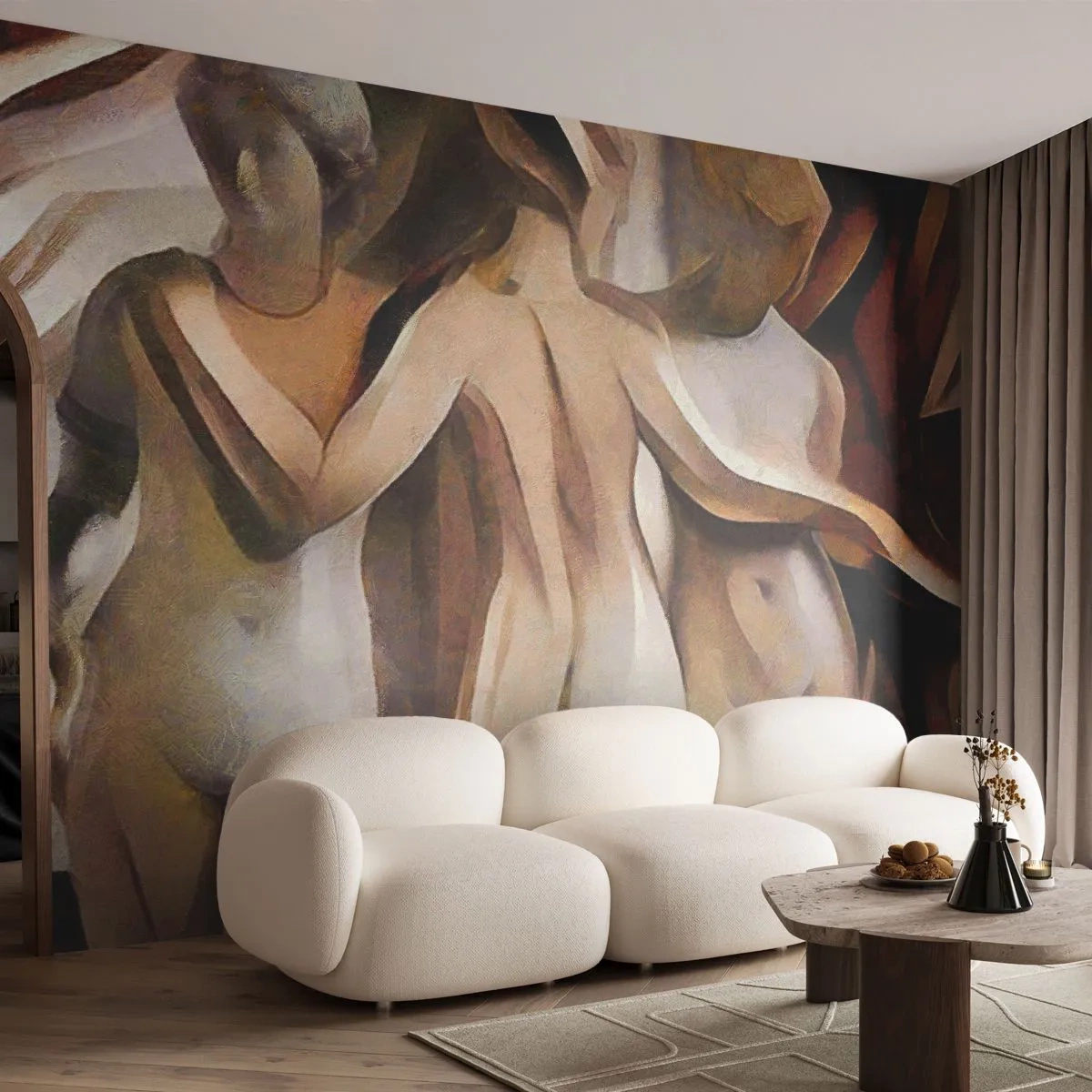 Self-Adhesive Photo Wallpaper Deluxe Sticker - Three Graces 2.0 - Woman, Cubism, Piece - 250x175 cm