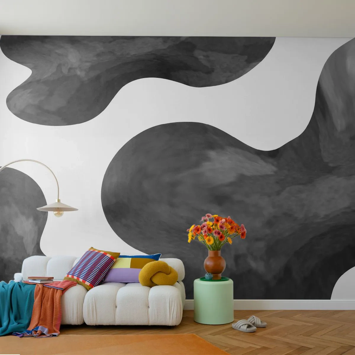 Photo Wallpaper Premium Canvas - Milky Way - Abstraction, Piece, Black and white - 100x70 cm