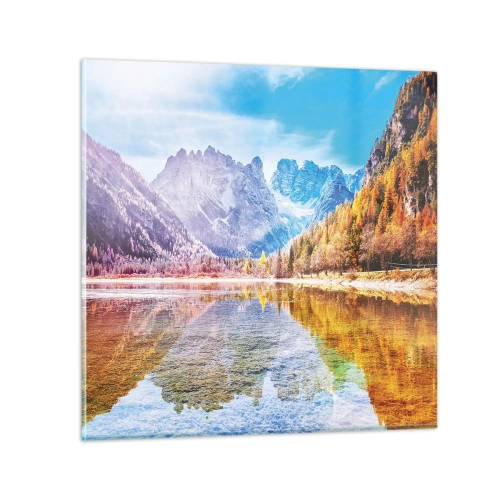 Glass picture - It's Autumn in the Mountains - 70x70 cm