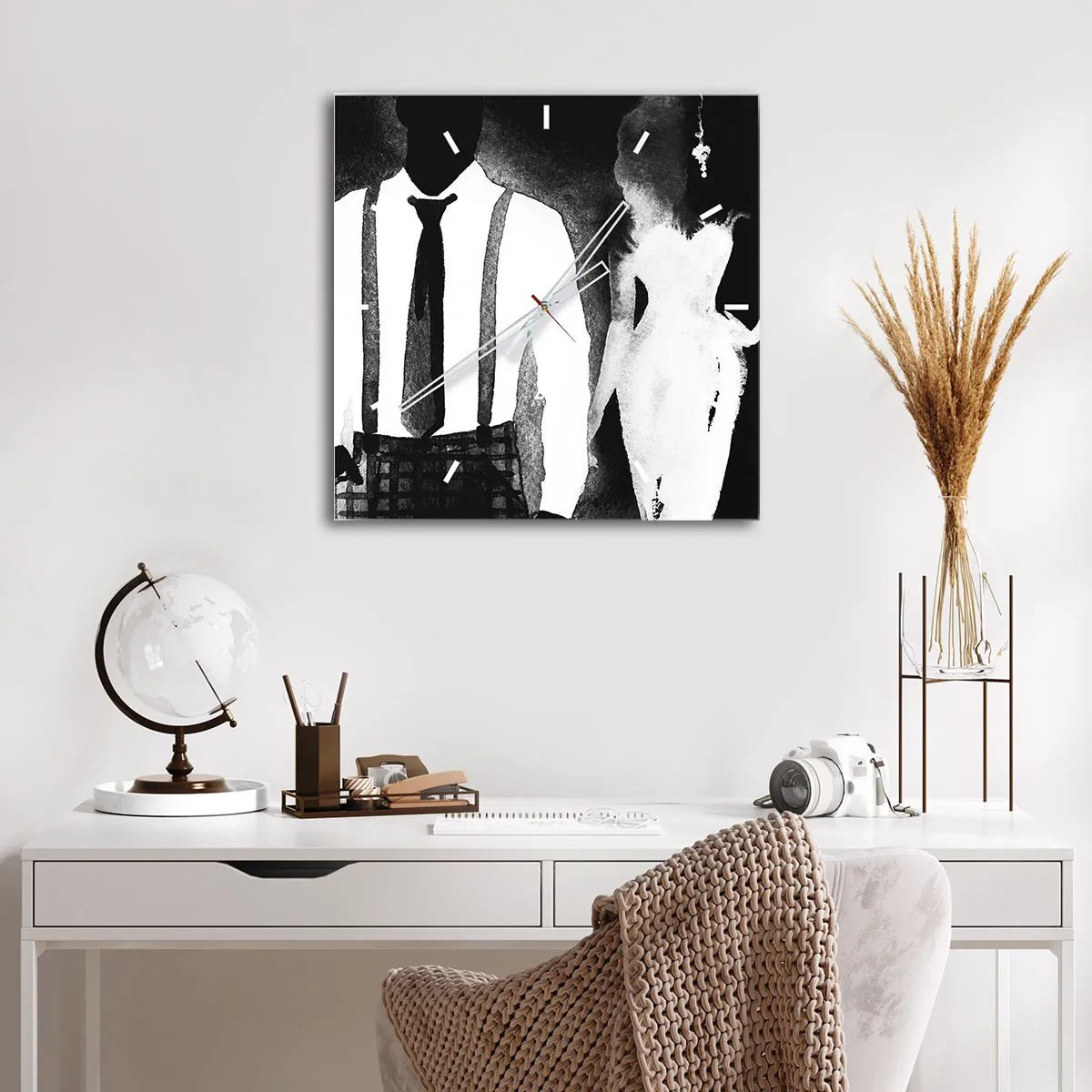 Wall clock - Clock on glass - Noir Atmosphere - 30x30 cm