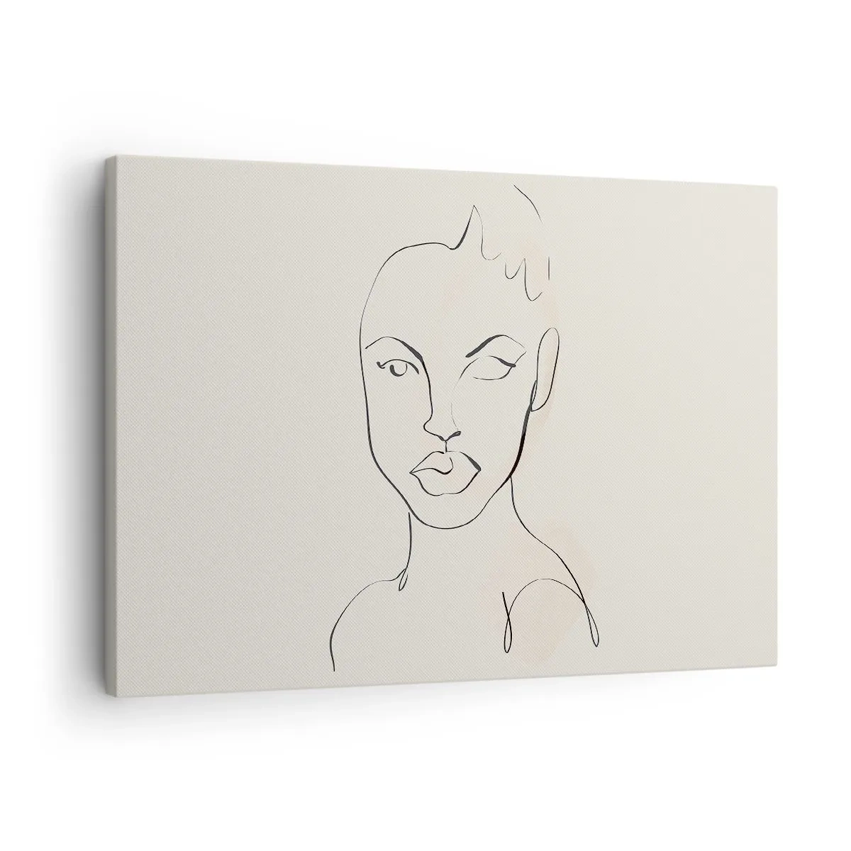 Canvas picture - Minimalist sketch of a woman's face - 70x50cm - Outline of Sensuality - Modern wall decoration for the living room and bedroom ARTTOR