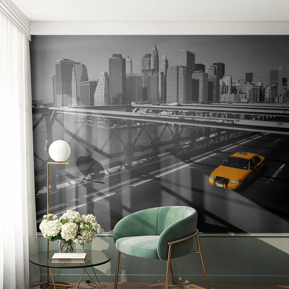 Photo Wallpaper Premium Sand - Colour of a Big City - City, New York, Architecture - 100x70 cm