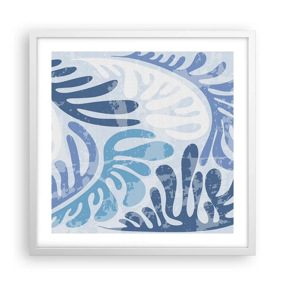Poster in white frmae - Blue Ferns - 50x50 cm