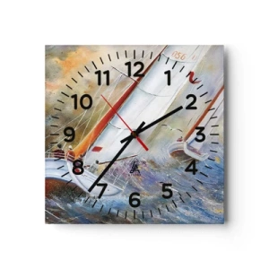 Wall clock - Clock on glass - Running on the Waves - 40x40 cm