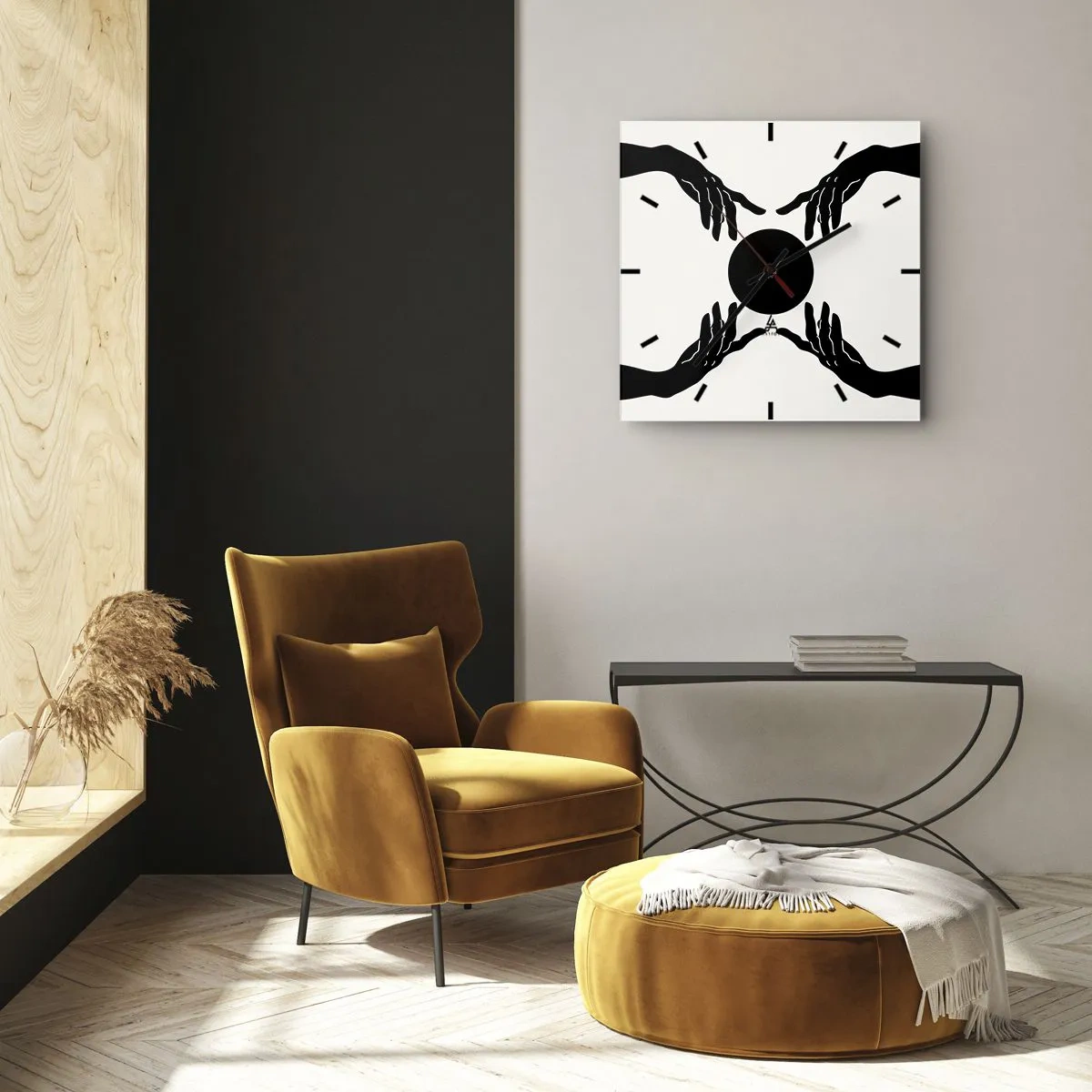 Wall clock - Clock on glass - Secret Sign - 30x30 cm