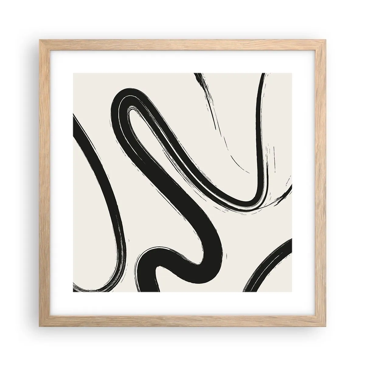 Poster in light oak frame - Black and White Fancy - 40x40 cm