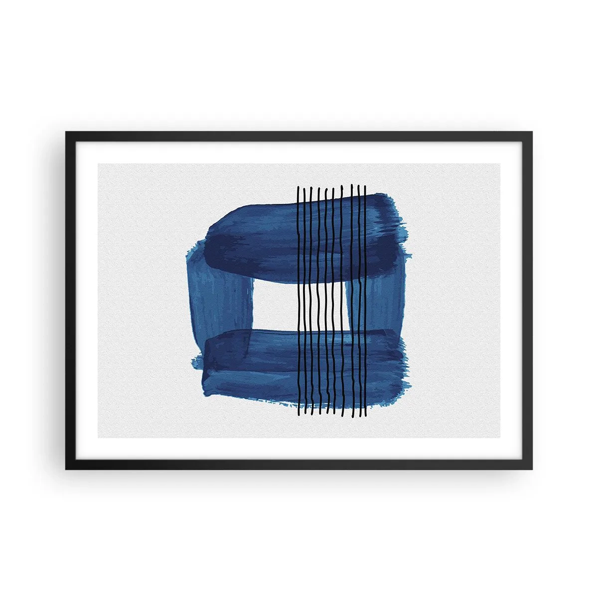 Poster in black frame - Blue and Black Composition - 70x50 cm