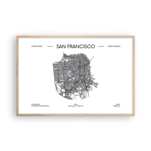 Poster in light oak frame - Anatomy of San Francisco - 91x61 cm