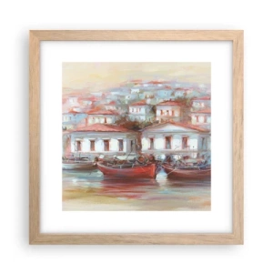 Poster in light oak frame - Happy Town - 30x30 cm