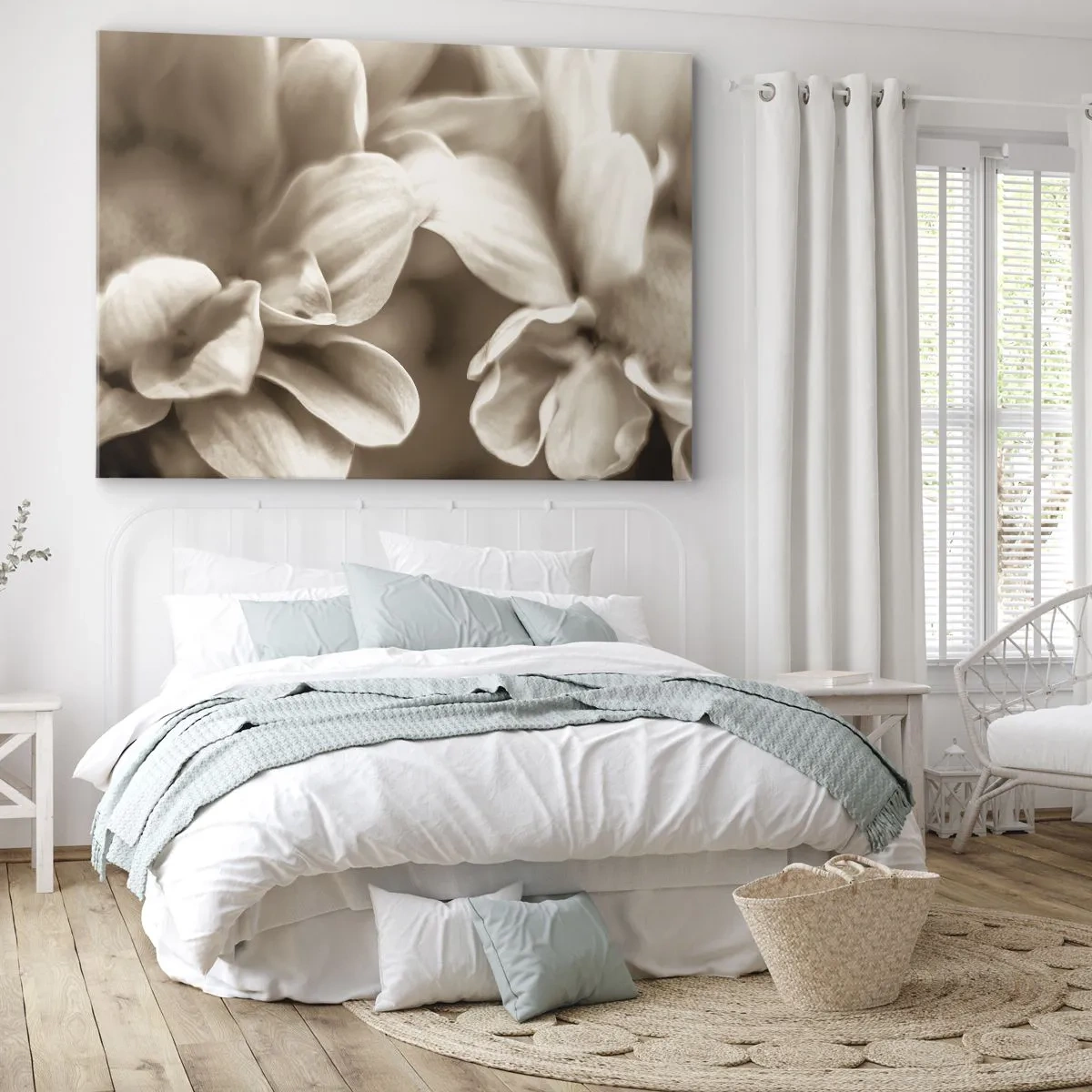 Canvas picture - Close-up of flowers in a delicate sepia tone with soft contours - 70x50cm - Soft as a Smile - Modern wall decoration for the living room and bedroom ARTTOR