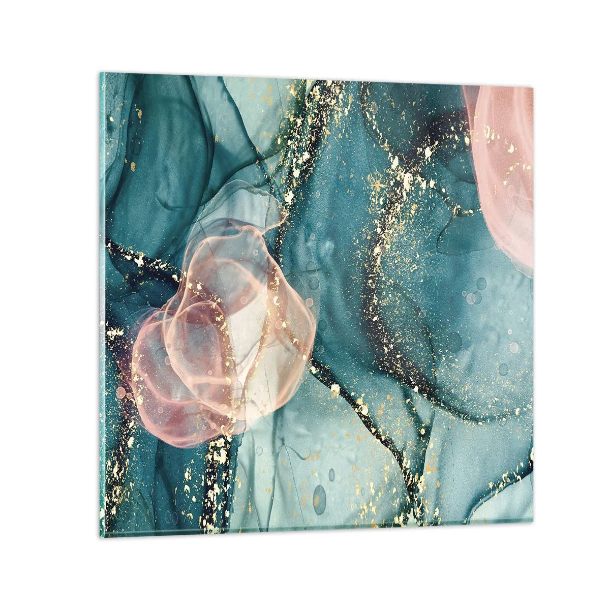 Glass picture - Silm Blue, Tulle Pink - 40x40 cm
