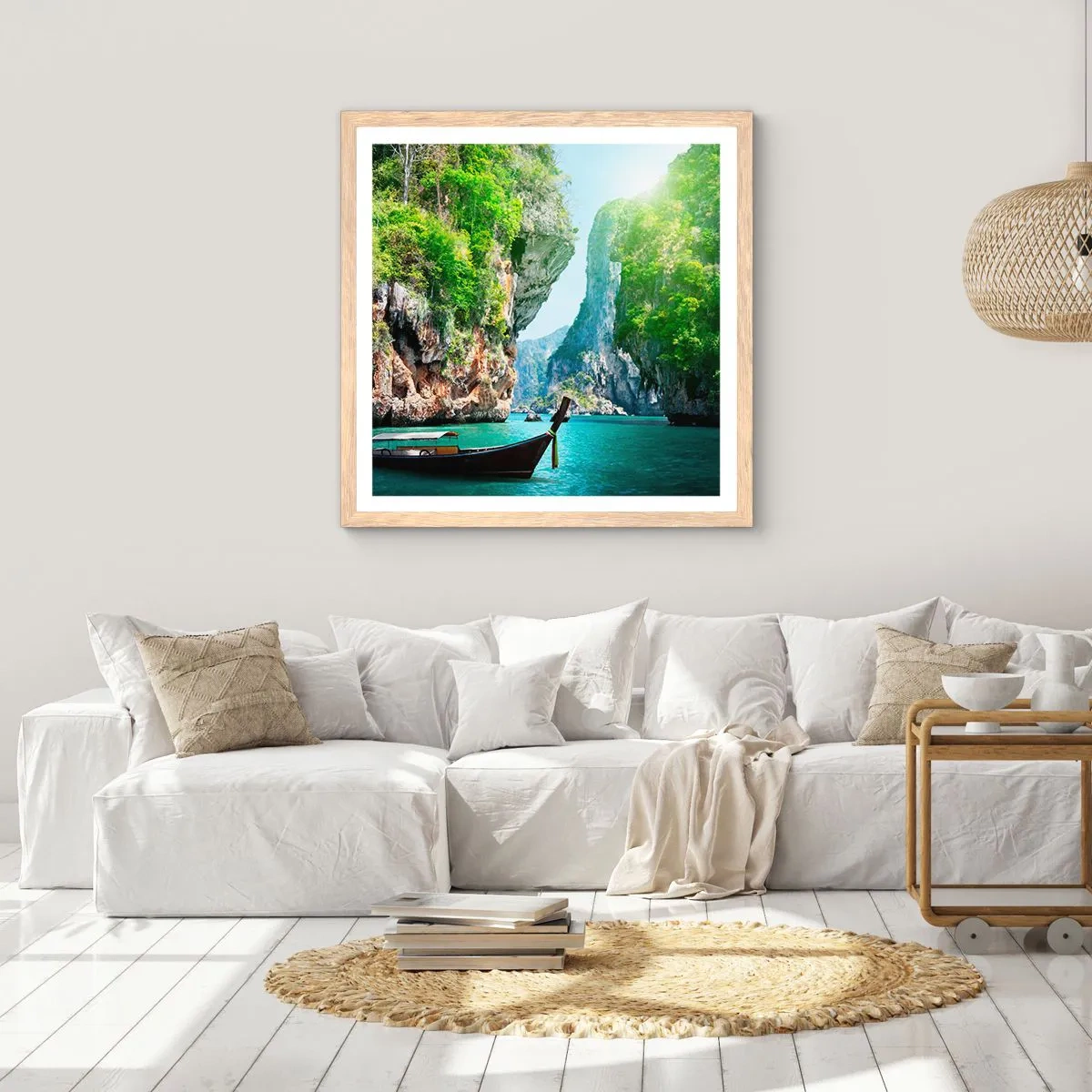 Poster in light oak frame - Invitation for an Exotic Trip - 50x50 cm