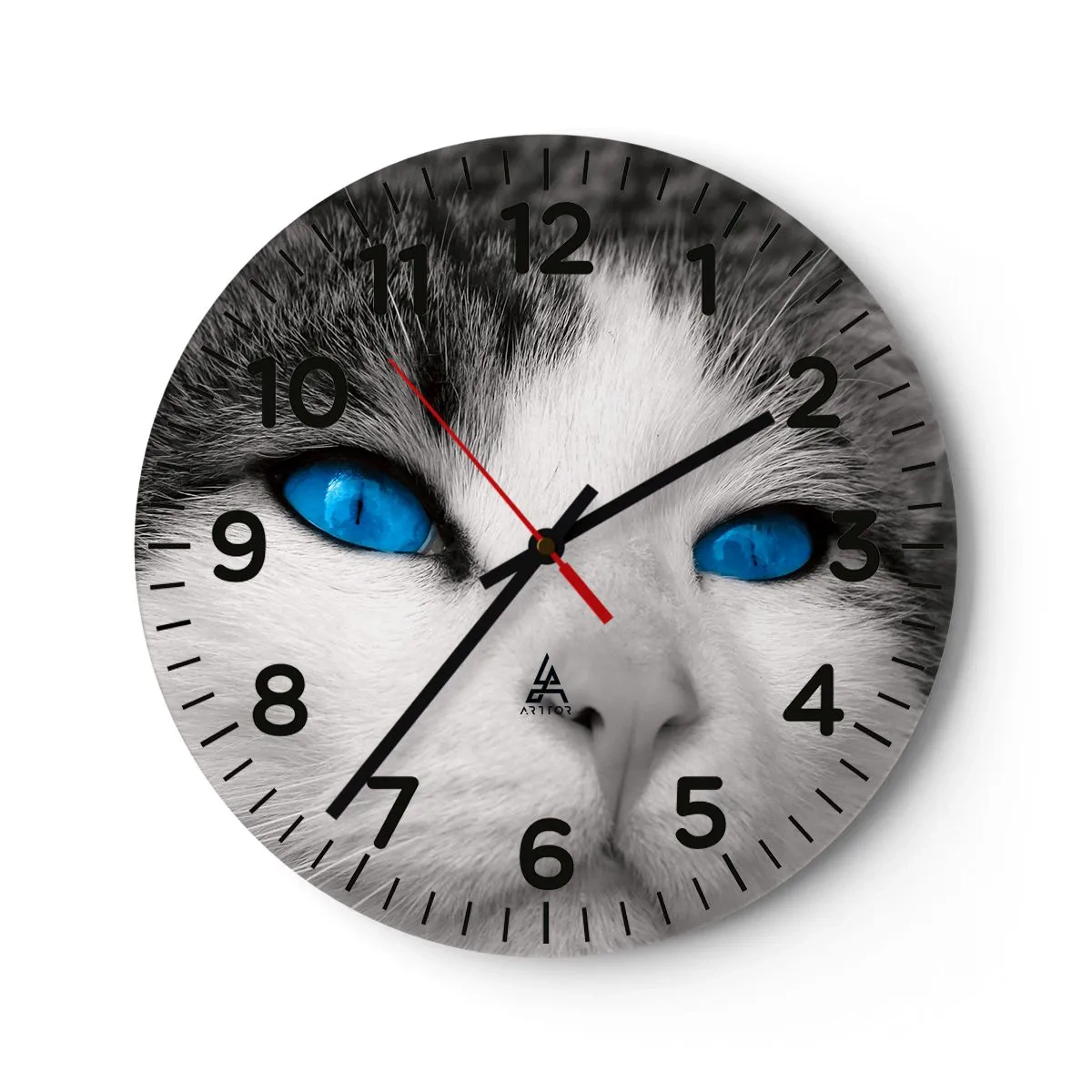 Wall clock - Clock on glass - Extremely Blue-eyed - 40x40 cm