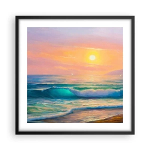 Poster in black frame - Turquoise Song of the Waves - 50x50 cm