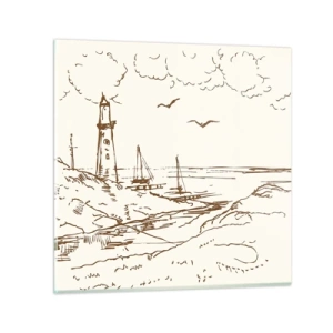 Glass picture - Outline of a Summer Postcard - 50x50 cm