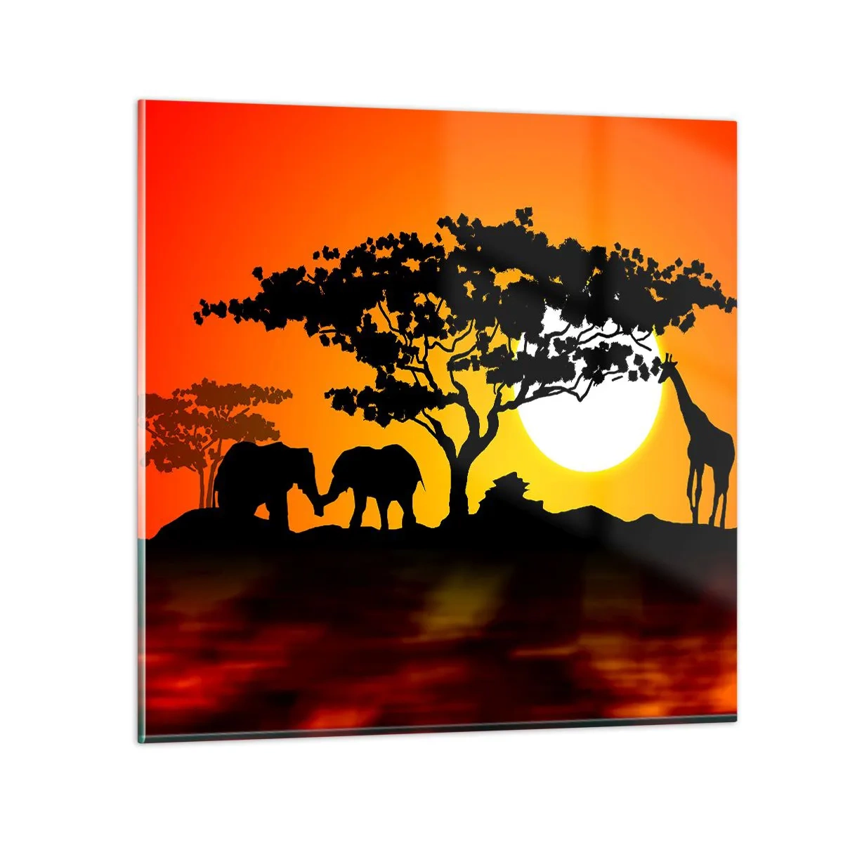 Glass picture - Encounter on a Savannah - 70x70 cm