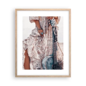 Poster in light oak frame - Flower Chidlren on their Way - 40x50 cm