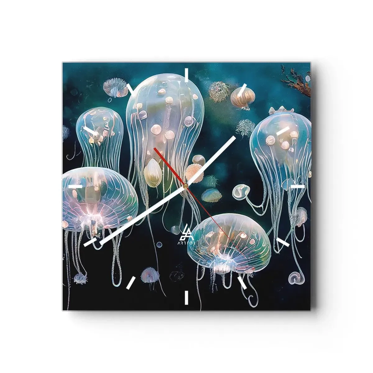 Wall clock - Clock on glass - Underwater Ball - 30x30 cm