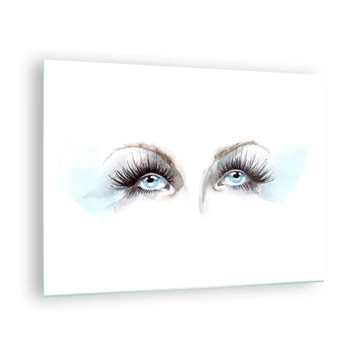 Glass picture - The subtle look of blue eyes in an artistic composition - 70x50cm - Eyes ofaAn Angel? - Modern wall decoration for the living room and bedroom ARTTOR
