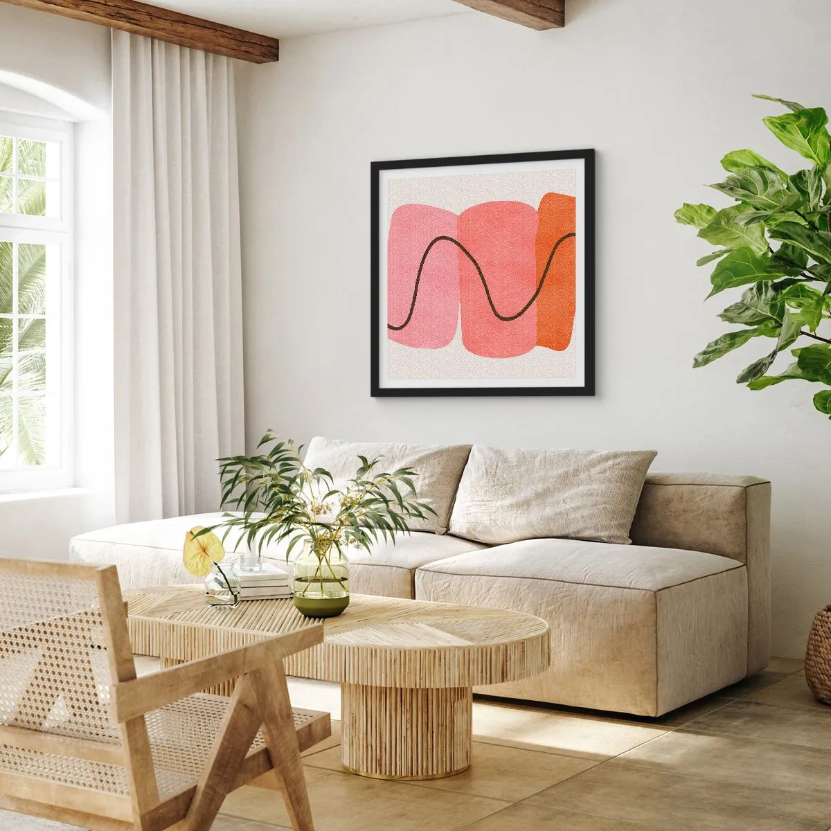 Poster in black frame - Gentle Movement of forms - 30x30 cm