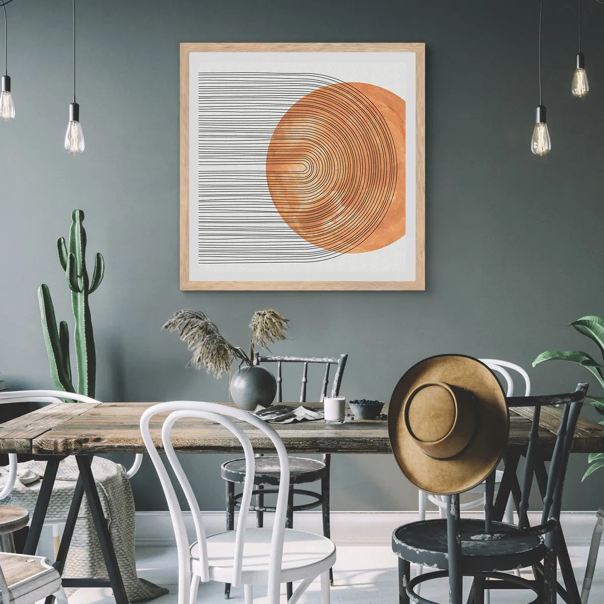 Poster in light oak frame - Sunny Composition - 30x30 cm