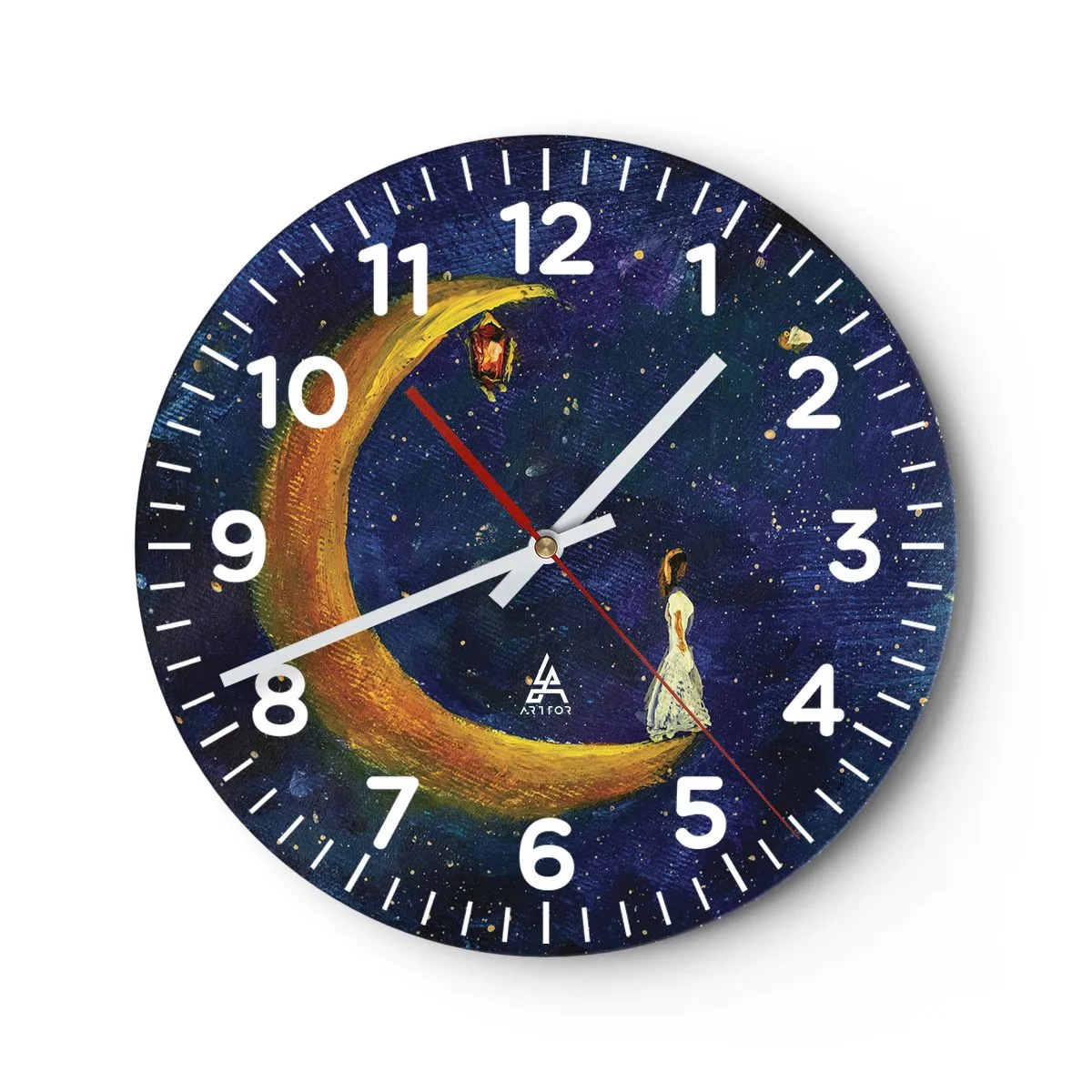 Wall clock - Clock on glass - Calling of the World - 30x30 cm