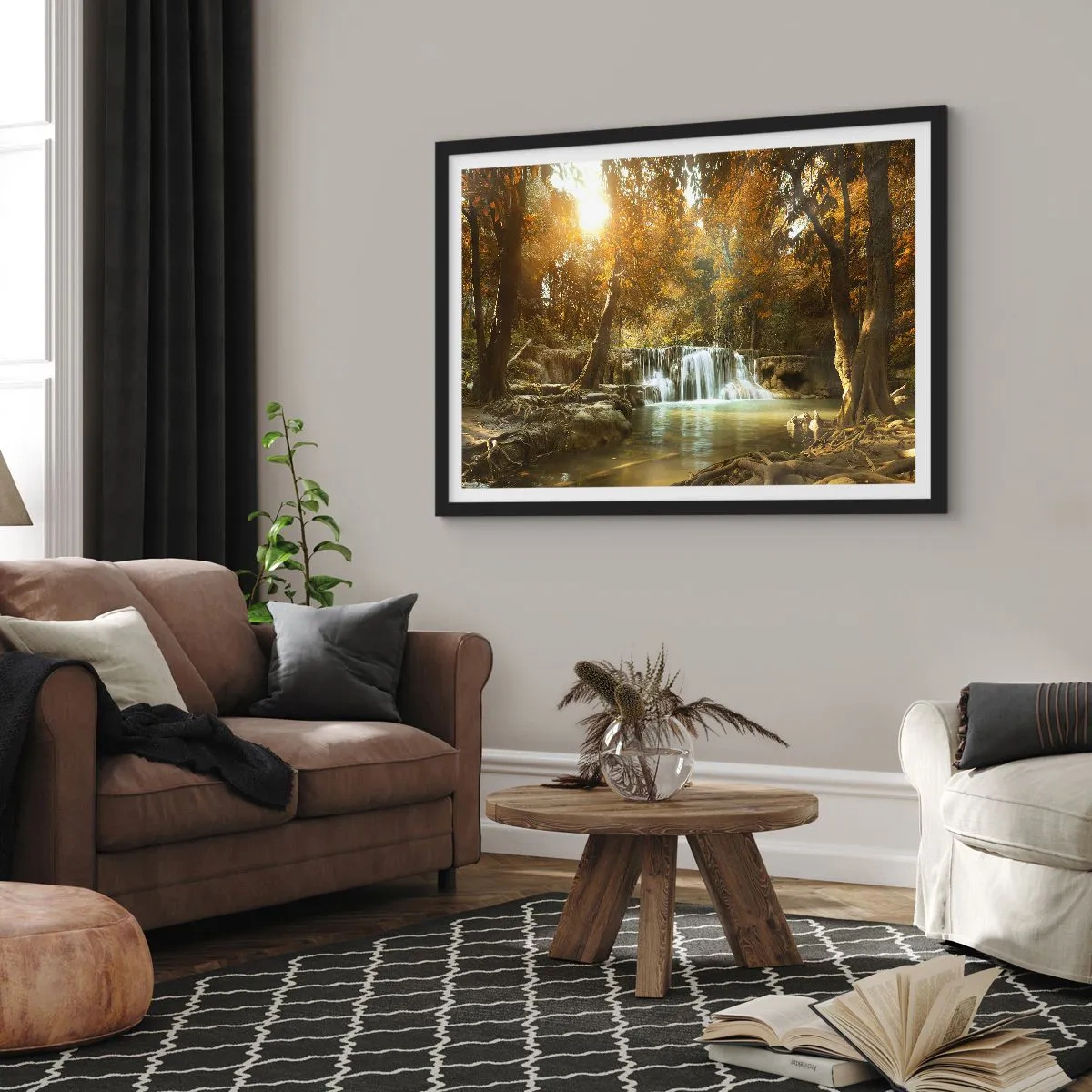 Poster in black frame - Park Cascade - 50x40 cm