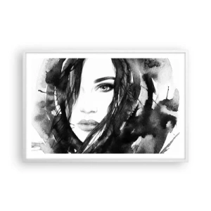 Poster in white frmae - Portriat of a Lady in  Black and White - 91x61 cm