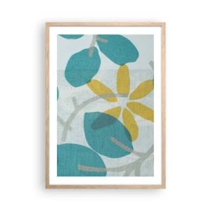 Poster in light oak frame - Among Azure Leaves - 50x70 cm